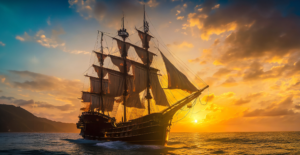 Full sails 3 masted ship