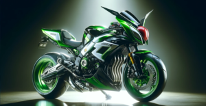 Sports bike green hornet on street