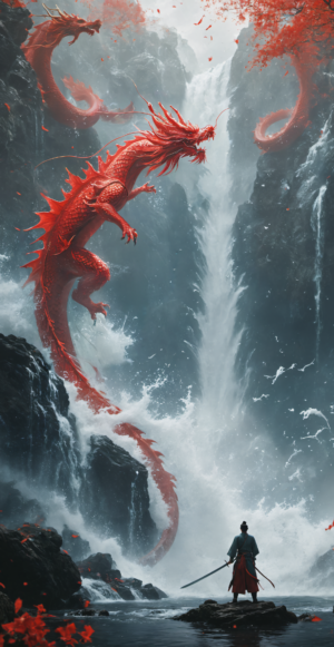 Warrior red water dragon