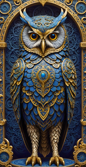 Owl gold blue