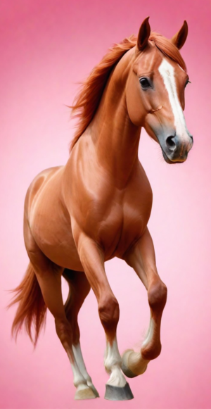 Ginger horse pink background