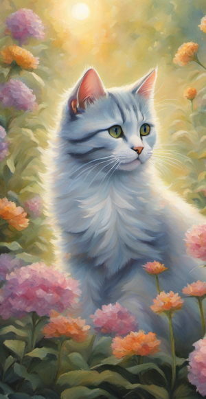 Grey floral cat art