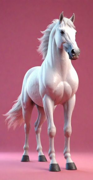 White horse pink background