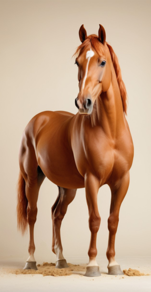 Ginger arab horse cream background