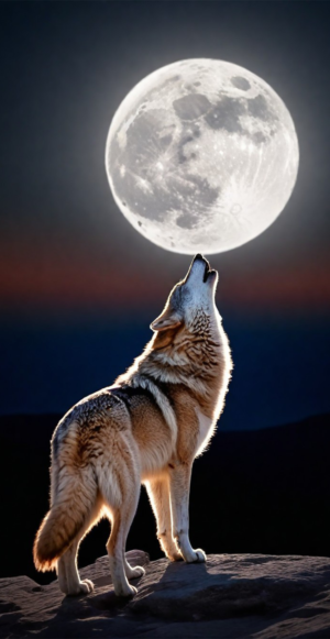 Wolf howling at the moon