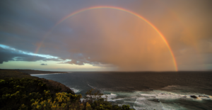 Rainbow over seascape