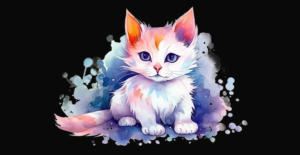 Cat 10 watercolour blk