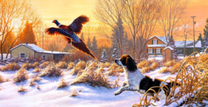 Gun dog winter scene